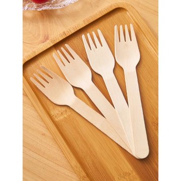 一次性木制叉子勺子 生日蛋糕叉商用家用紙勺木質餐具木叉水果叉