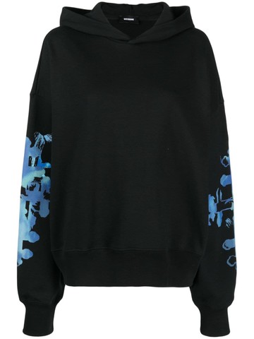 We11done - graphic-print cotton hoodie - women - Cotton - XS - Black