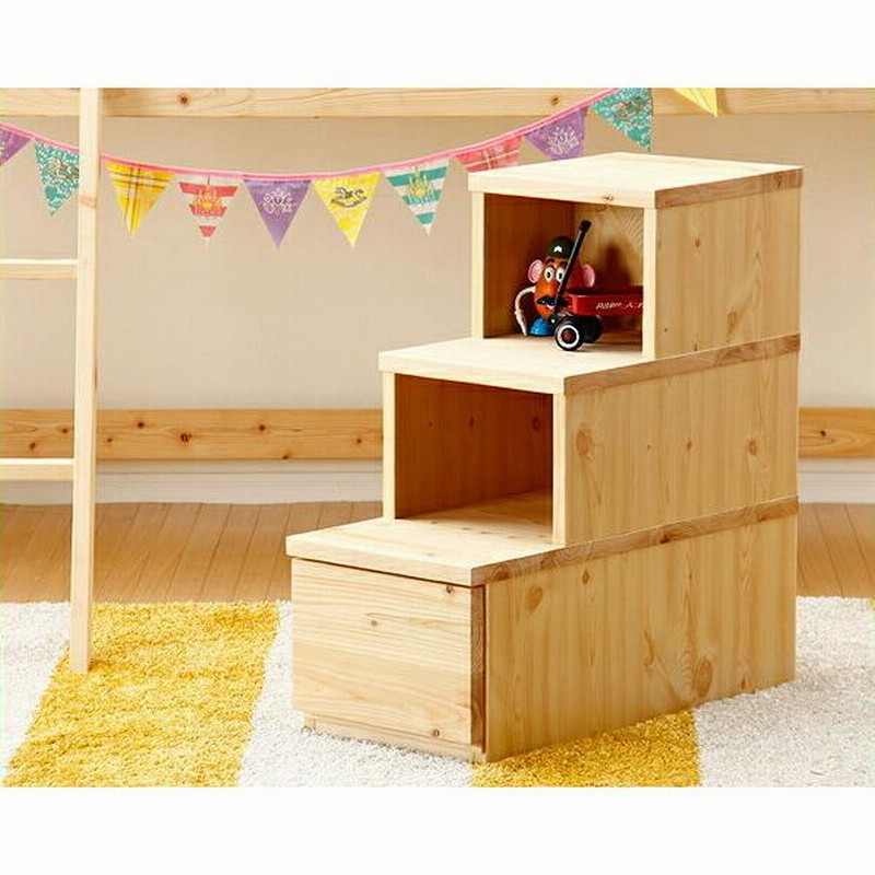 子供部屋にぴったり！ ひのきの階段チェスト（3段） | LINEショッピング