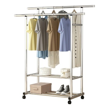 【好氣氛家居】1.2米雙桿H型不銹鋼帶輪收納晾曬衣架(晾衣架/曬衣桿)