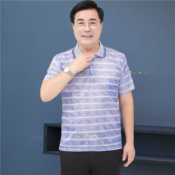 【台灣出貨】中年男士POLO衫 中老年人體恤衫 爺爺冰絲半袖 男裝POLO衫 爸爸短袖T恤 夏裝短袖 T恤男 夏季上衣