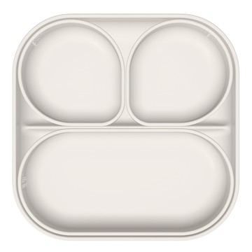 MOTHER-K 鉑金矽膠吸盤防滑餐盤組 + 鉑金矽膠上蓋 Set  食品級矽膠材質 象牙白  小餐碗x2+大餐碗＋承接餐盤＋上蓋  1組