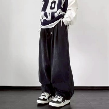 【T-2】🖤隔日達 日系褲子 牛仔褲男 復古牛仔褲 水洗牛仔褲 做舊 ins 高街 寬鬆長褲 直筒 闊腿褲 休閑褲 長褲