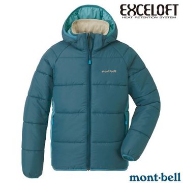 【mont-bell】兒童 輕量化纖連帽防風保暖外套.夾克_1101637 PEBL 孔雀藍