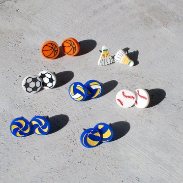 球類耳環/排球/棒球/籃球/羽球/足球/抗過敏鋼針/可改夾式