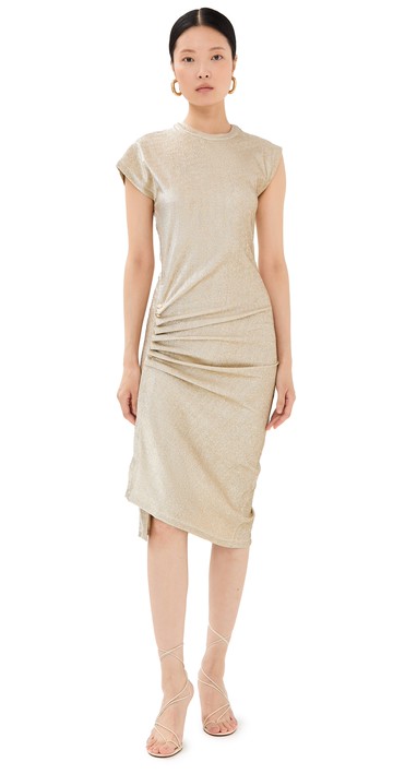 rabanne Gold Drape Pression Dress Silver/Gold 40