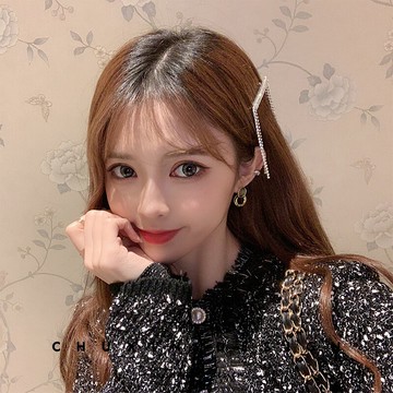 東大門流蘇水鉆一字鴨嘴夾邊夾個性時尚劉海夾后腦勺夾發卡女1入