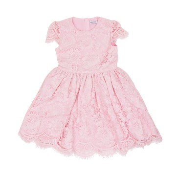 Self-Portrait Kids 粉色短袖蕾絲洋裝