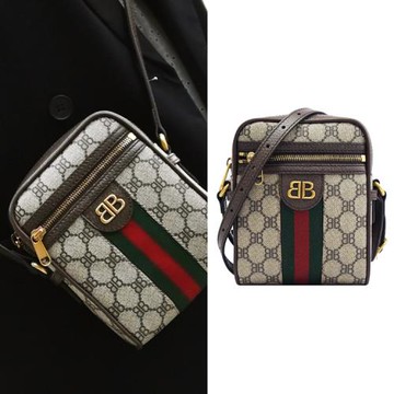 BALENCIAGA 巴黎世家 680129 Hacker Project 印花皮革斜背小包.駝