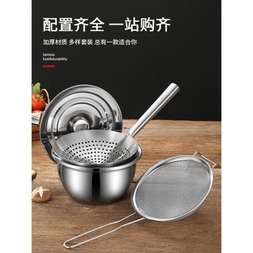 特厚不銹鋼油盆帶蓋家用廚房油缸商用豬油調料盆油鼓漏勺油格套裝