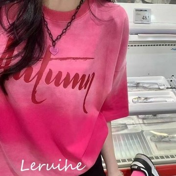 ✨U家女裝✨L-4XL 多巴胺漸變色上衣 短袖上衣女 短袖t恤 女生衣服 大尺碼上衣 大尺碼女裝 中長款大尺碼短袖T恤女