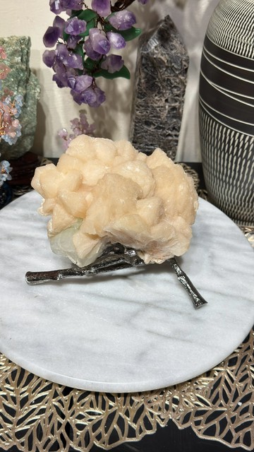 北印度 粉紅沸石 共生魚眼石 原礦擺件 | 1.04kg 沸石 魚眼石 水晶簇 空間藝術擺件 天然晶礦 S25BT12-014