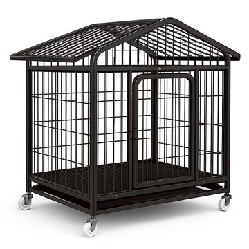 方管加粗室內寵物狗籠 屋頂款  70 x 52 x 78cm  黑色  1個
