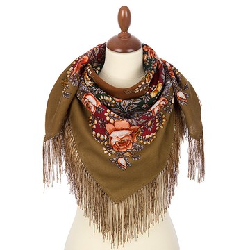 正品 Павло́во Поса́д 俄羅斯披肩 圍巾 柔軟 100% 羊毛 89x89 公分 1808-16