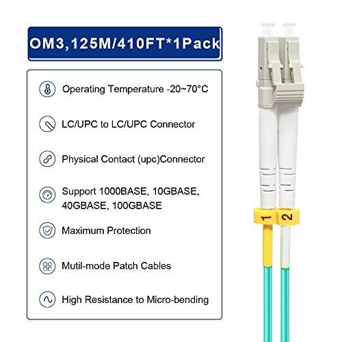 FLYPROFiber LC to LC Fiber Patch Cable OM3 125M 410ft, Length Options: 0.2m