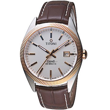 TITONI宇宙系列摩登經典機械腕錶(878SRG-ST-606)-咖啡皮