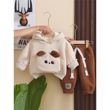 寶寶洋氣時髦冬裝套裝男童冬季加絨加厚衛衣嬰兒童冬款童裝韓版潮