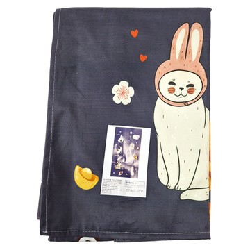 日式長門簾 開運七福貓  88 x 150cm  藍色