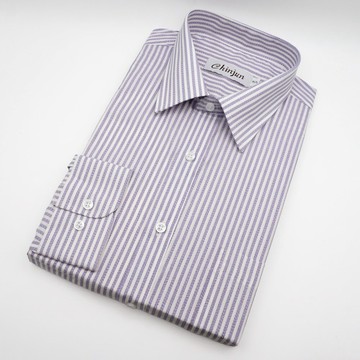 勁榮抗皺襯衫-長袖、紫色條紋、2605 台灣現貨 男襯衫 商務 口袋 硬領