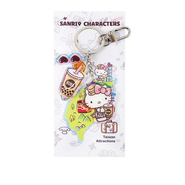 Sanrio三麗鷗 KITTY與好朋友壓克力串串鑰匙圈 Hello Kitty珍珠奶茶