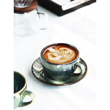 半辰 拿鐵拉花咖啡杯碟套裝陶瓷日式復古高檔精致ins風杯子300ml