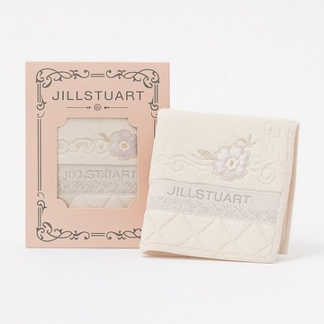 JILL STUART JILL STUART 刺繡香水瓶純棉方巾禮盒(米白色 典雅禮盒包裝)