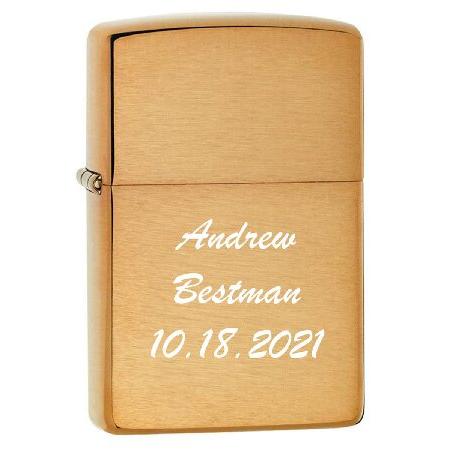 Personalized ZIPPO Lighter Classic Brushed Brass Free Engraving 204B並行輸入