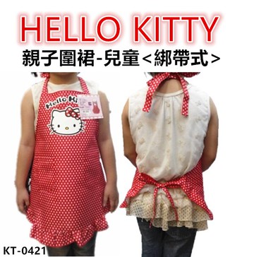 JG~台灣製 三麗鷗圍裙 兒童綁帶式HELLO KITTY親子圍裙，二口袋圍裙圍廚房圍裙咖啡廳圍裙 餐飲圍裙