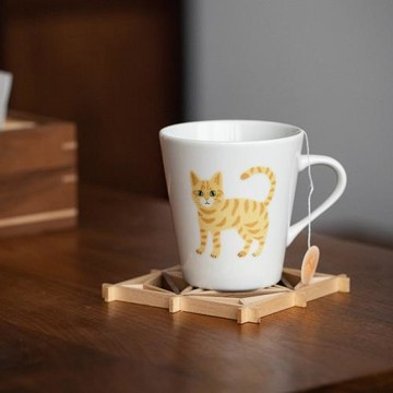 官方正品日本進口美濃燒可愛貓咪馬克杯日式家用水杯卡通陶瓷杯子