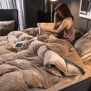 四件套冬季珊瑚絨冬天加厚保暖牛奶絨純色法蘭絨加絨法萊絨雙面絨