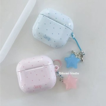 ins小眾少女心奶粉色波點星星掛件耳機套適用airpods4/3耳機套