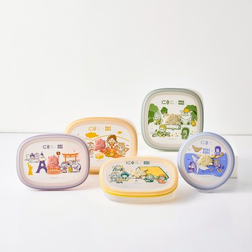 【仁舟淨塑X霹靂吉利】《霹靂布袋戲聯名款》矽密盒5件組 - 1200ml野餐&+露營+900ml旅行&森林+600ml海洋 | 保鮮盒/微波便當盒/矽膠餐盒