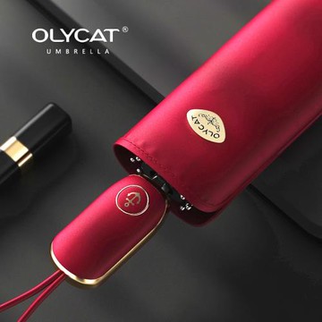 OLYCAT超輕扁柄自動防曬傘日式簡約折疊防紫外線晴雨兩用女遮陽傘