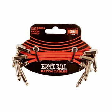 Ernie Ball Flat Ribbon Patch Cable 3inch 短導線 3入組 紅色