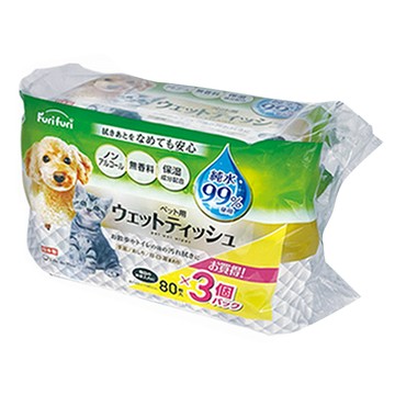 Life-do.Plus 99%純淨水寵物濕紙巾 80張 日本製造  3包