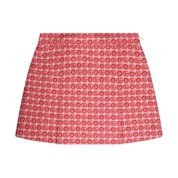 Gucci - Red Jacquard Cotton Gg Mini Skirt