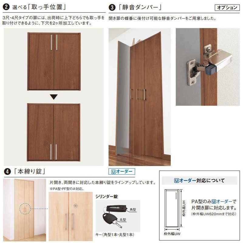 パナソニック ベリティス 収納用建具 開き扉 PA型(フラットタイプ) 3尺高・0.5間(735mm幅)/825mm幅 固定枠 |  LINEブランドカタログ