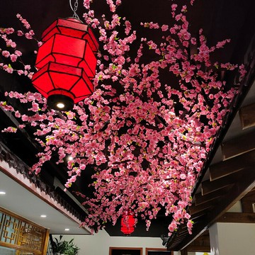 【新店熱銷】新中式仿真桃花櫻花吊頂飯店假花火鍋H奶茶櫥窗裝飾遮擋吊頂仿真