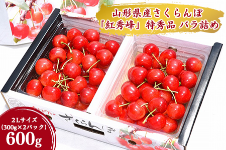 令和6年産 特秀品 さくらんぼ「 紅秀峰 」600g (300g×2パック) ２L以上 2024年産 山形県産 山形産 　032-A-AF004