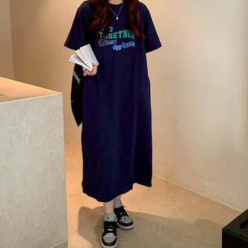 [一件式懶人穿搭💙百搭寬鬆直筒] 長版T恤 長版上衣 短袖洋裝 休閒洋裝 孕婦裝夏天 顯瘦洋裝