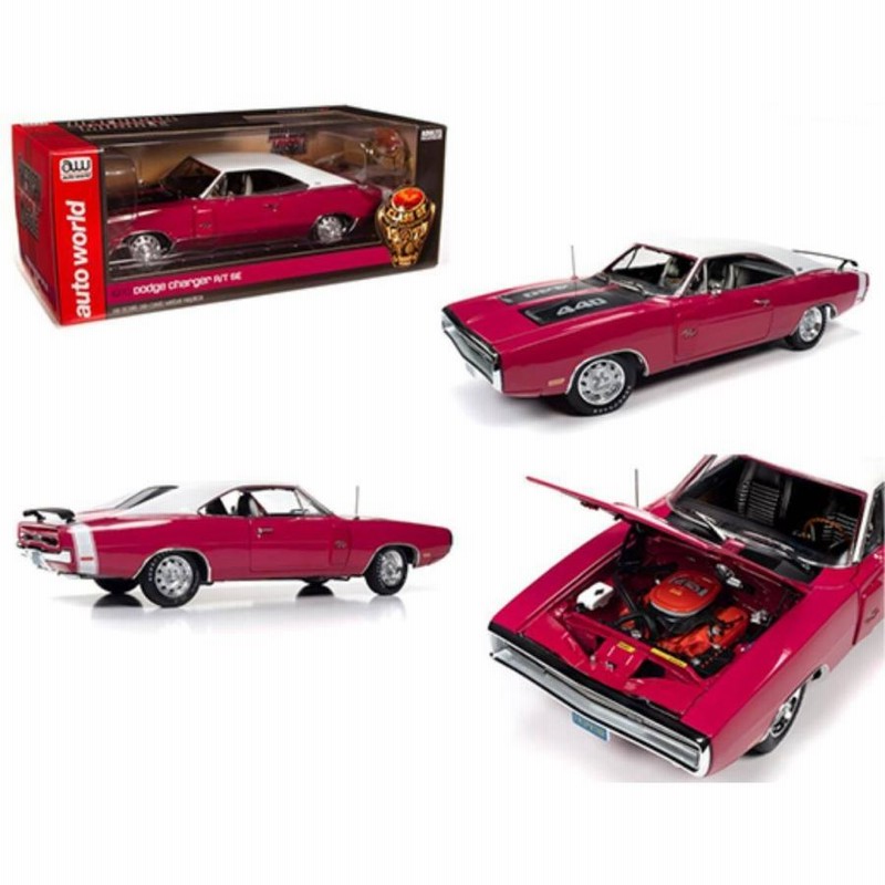 ミニカー 1/18 AUTOWORLD 1970 ダッジ・チャージャー ピンク色