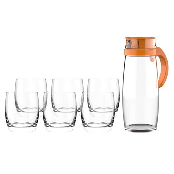 Ocean DIVANO 含1660ml 壺和265ml 杯  壺 x 1 + 杯 x 6  橘色  1組