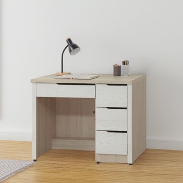 文創集 盧克3.5尺四抽雙色書桌-105x58x83-cm免組