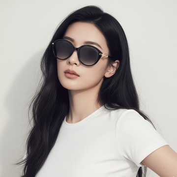 【GUCCI 古馳】圓形膠框漸層太陽眼鏡(GG2056SA-001)