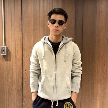 美國百分百【Abercrombie & Fitch】外套 AF 連帽 長袖 夾克 麋鹿  米灰色 L號 特價 F668