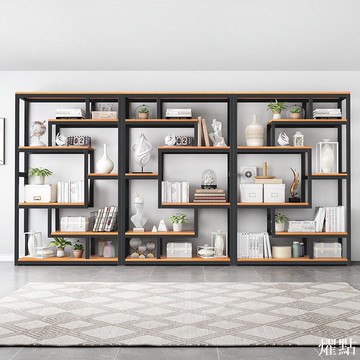 APP下單享點數9% 書架落地簡約現代書柜鐵藝多層儲物架客廳收納展示架子鋼木置物架