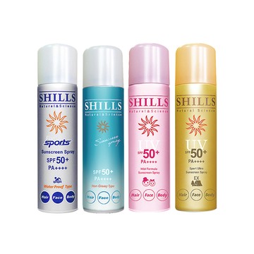 SHILLS -SPF50+/PA++++防曬涼感噴霧(4款可選)90g/罐(清涼冰鎮爽身噴霧,戶外活動消暑降溫,露營海邊抗UV隔離霜,臉部,頭髮,全身皆適用)