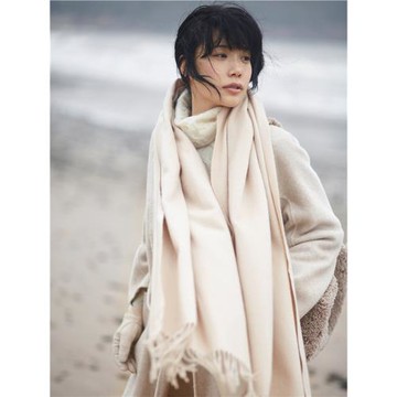 水波紋純山羊絨圍巾披肩長款雙面男女士秋冬季厚保暖100%cashmere