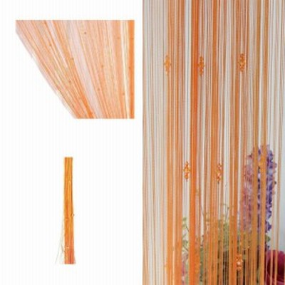 ひものれん 紐のれん ストリングカーテン キラキラストーン付き おしゃれ 目隠し 間仕切り ロング丈 オレンジ A 通販 Lineポイント最大get Lineショッピング