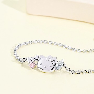 STORY故事銀飾-Sanrio學院Mix系列-HelloKitty凱蒂貓晶鑽純銀手鍊